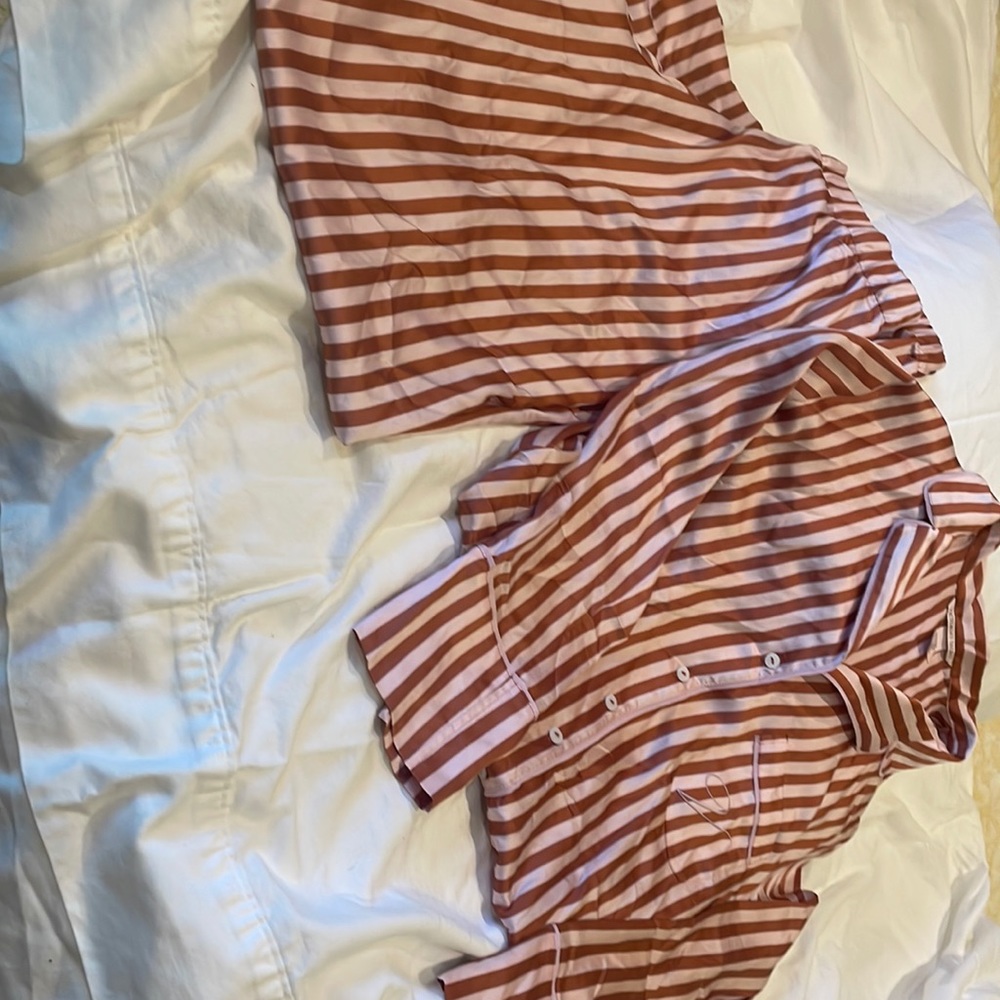 Vitoria Secret PJ set.  Pink stripe . Size s